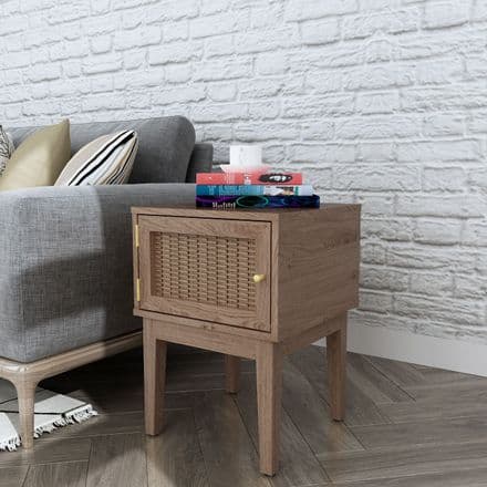 Rattan Lamp Table in Oak