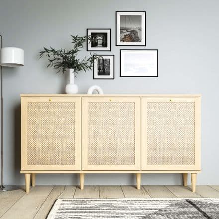 Rattan style 3 door sideboard