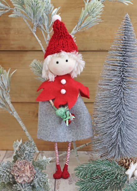 Red & Grey Christmas Elf Decoration