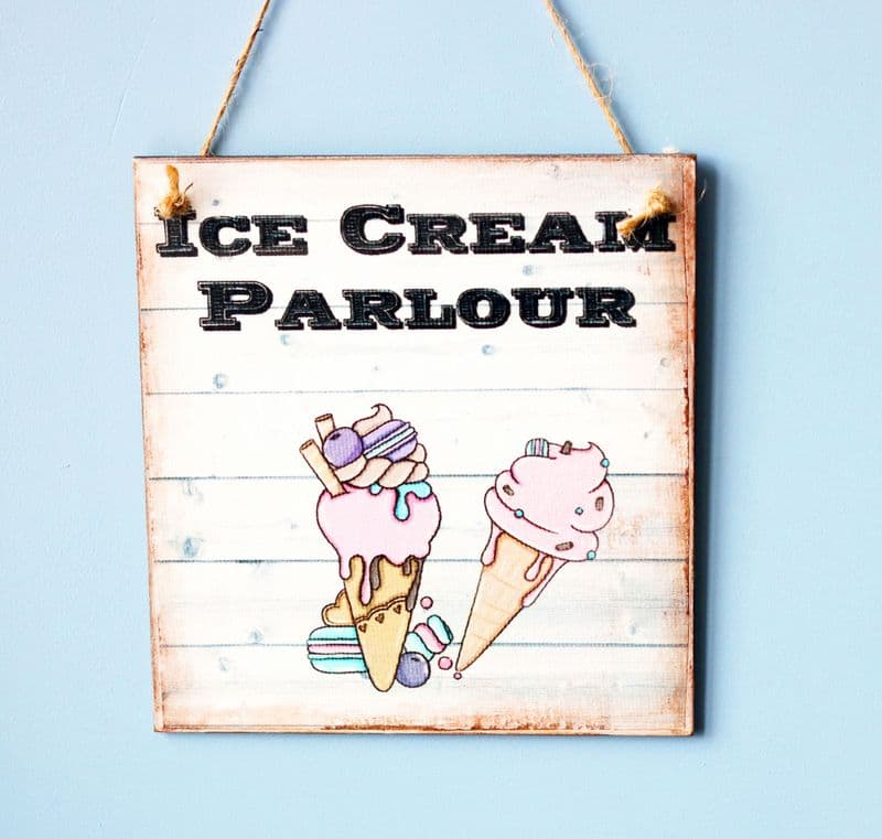 Retro Ice Cream Parlour Wall Plaque