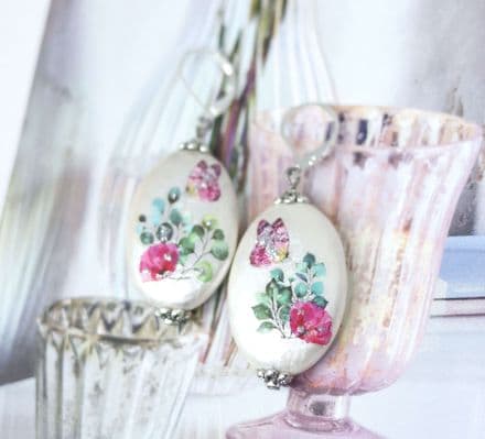 Romantic Pearl effect Earrings with Floral Design