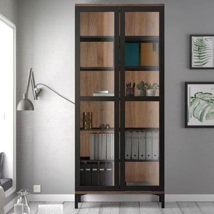Roomers Display Cabinet with Glass Doors in Black
