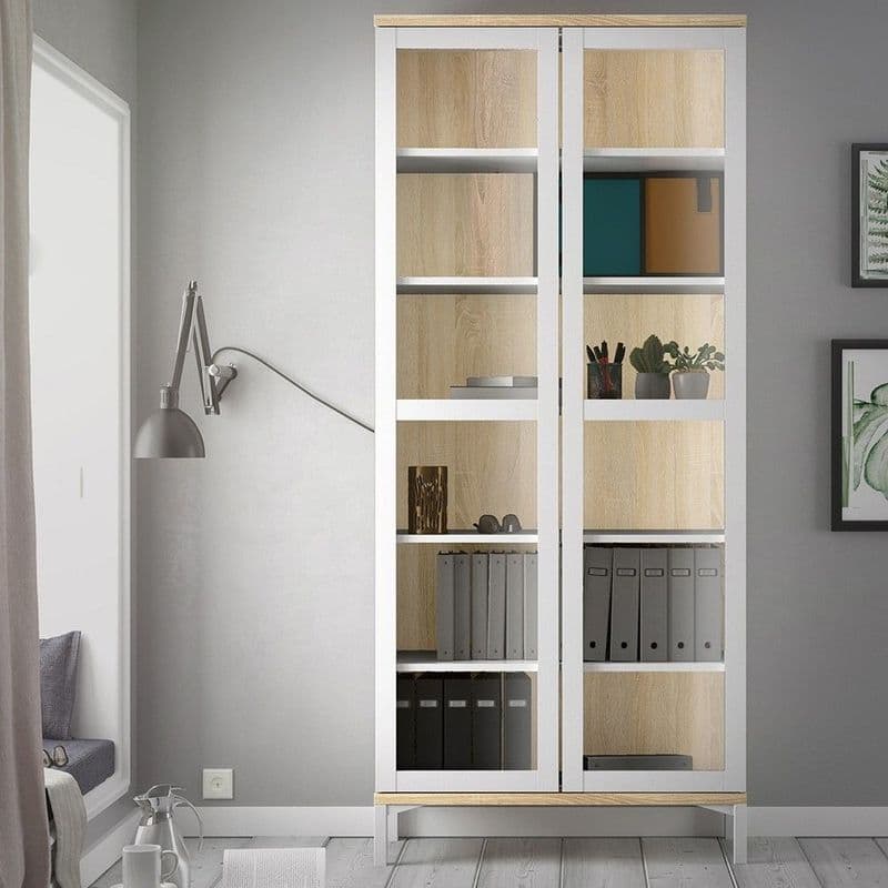 Roomers Display Cabinet with Glass Doors in White