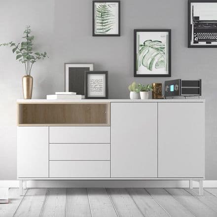 Roomers Sideboard in White and Oak