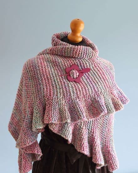 Ruffle edge Shawl in Pink and Blue