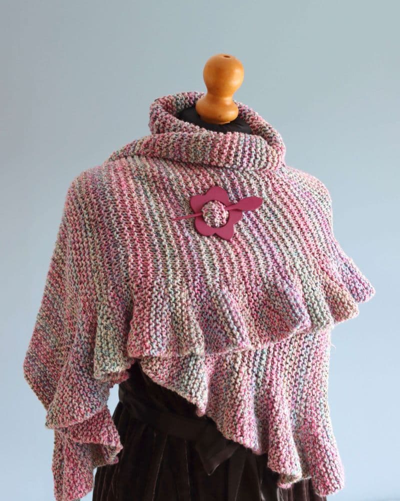 Ruffle edge Shawl in Pink and Blue