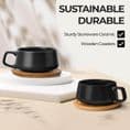 Set of 4 Coffee Cups and Saucers with Bamboo Coasters