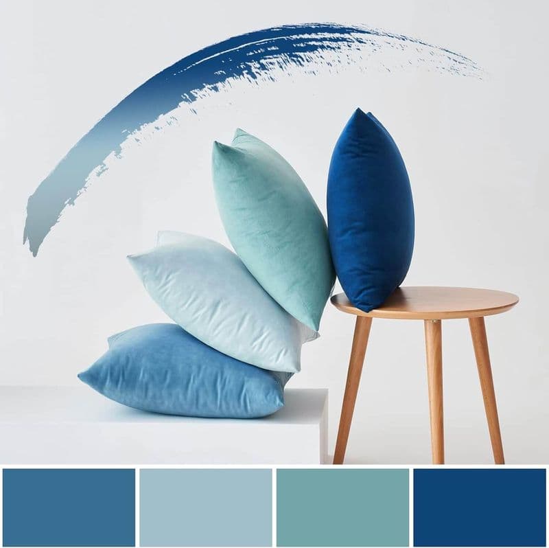 Set of  4 Velvet Cushion Covers in Shades of Blue