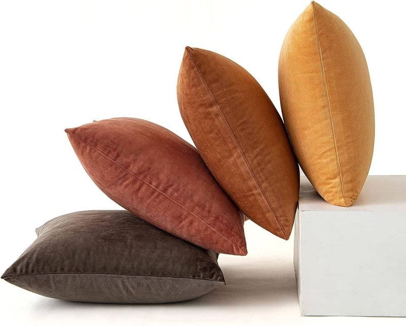 Set of  4 Velvet Cushion Covers in Shades of Brown
