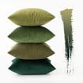 Set of  4 Velvet Cushion Covers in Shades of Green