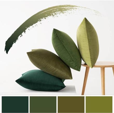 Set of 4 Velvet Cushion Covers in Shades of Green