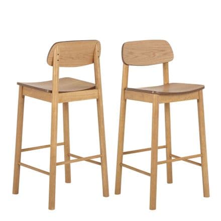 Set of two Bar Stools in matt oak