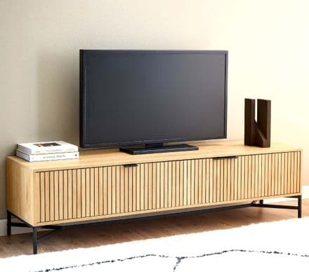 Slatted Oak Contemporary TV Stand