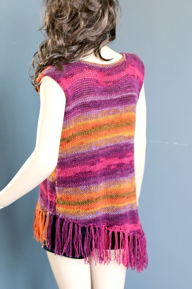 Sleeveless wool boho fringed tunic