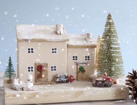 Snowy Hill Cottages Festive Wooden Ornament