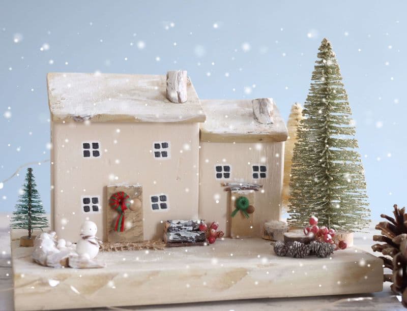 Snowy Hill Cottages Festive Wooden Ornament
