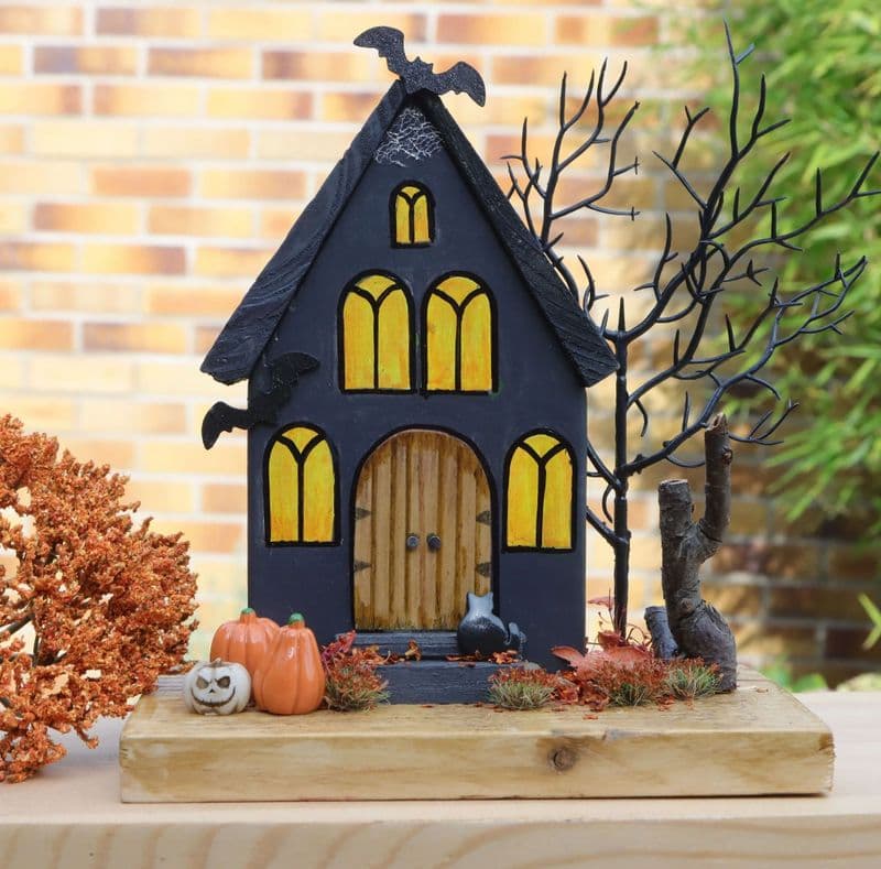 Spooky Hollow Wooden House Ornament