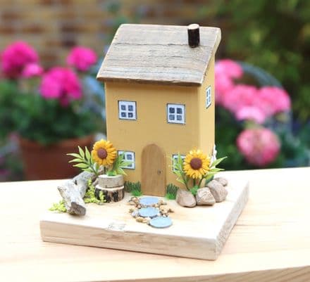 Sunflower Cottage Wooden Ornament