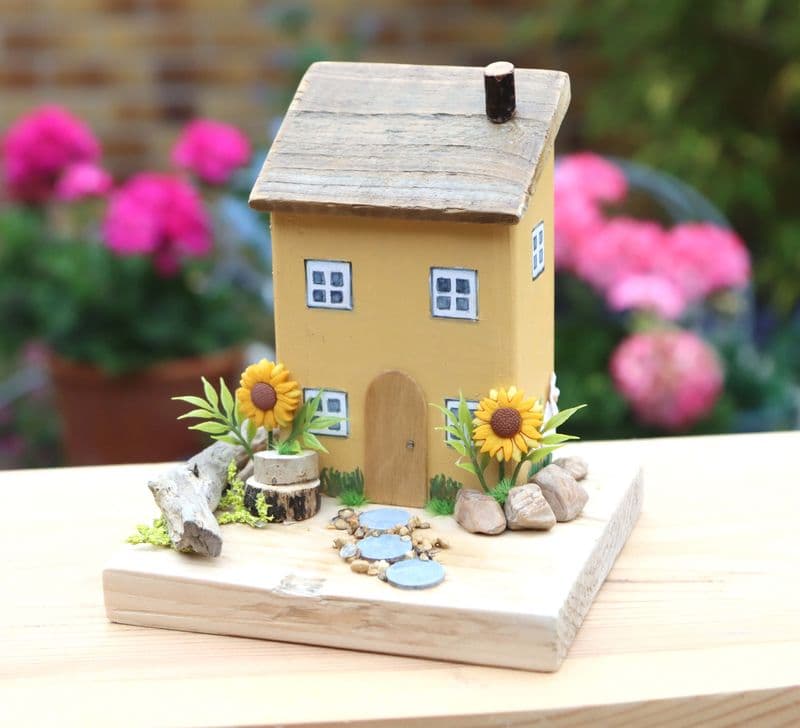 Sunflower Cottage Wooden Ornament