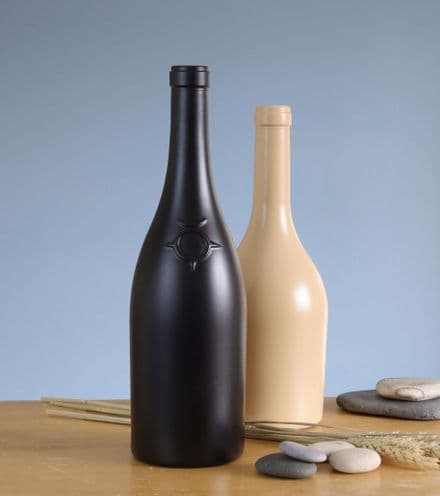 Tall glass contemporary stem vase in matt black