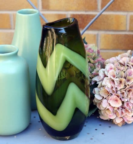 Tall Green Glass Flower Vase