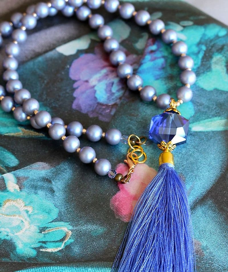 Tassel necklace in lavender blue