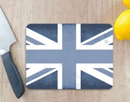 Tempered Glass Chopping Board Union Jack Blue