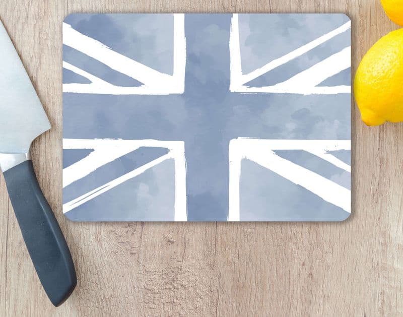 Tempered Glass Chopping Board Union Jack Grey