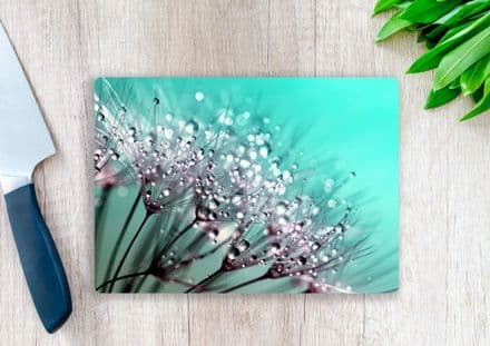 Tempered Glass Chopping Board with Dandelion Dew Drops