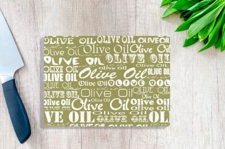 Tempered Glass Chopping Board with Olive Oil Design