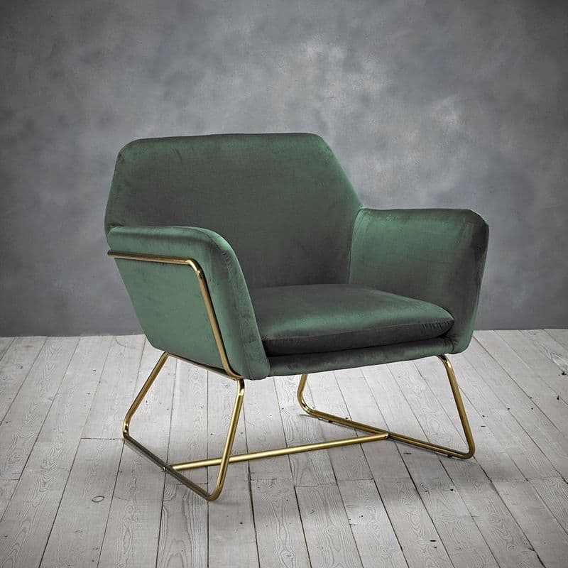 Velvet Cocktail Lounge Chair in Racing Green