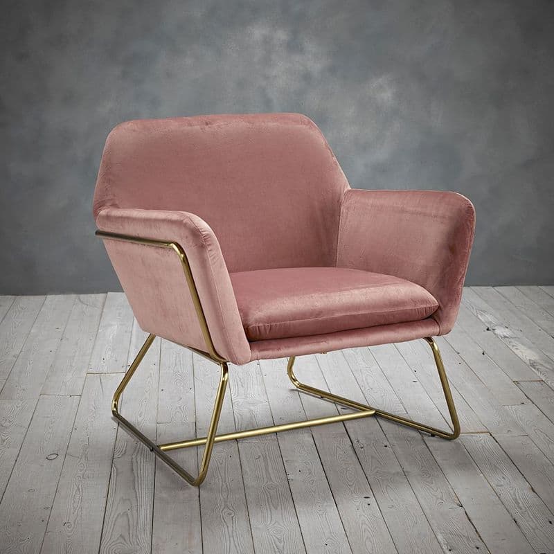Velvet Cocktail Lounge Chair in Vintage Pink