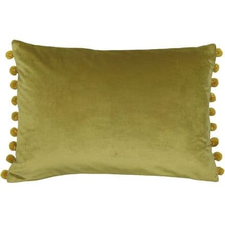 Velvet Pom Pom Cushion Cover Bamboo Green