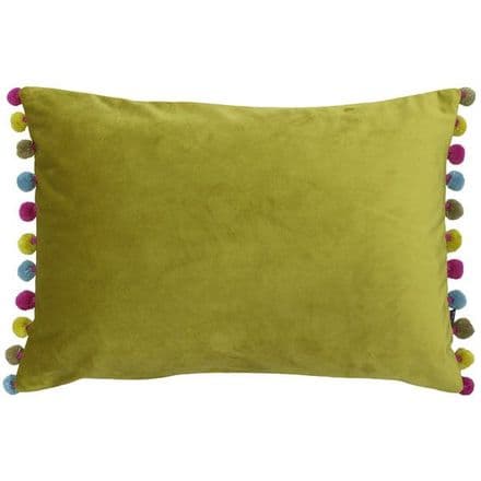 Velvet Pom Pom Cushion Cover Bamboo Multi