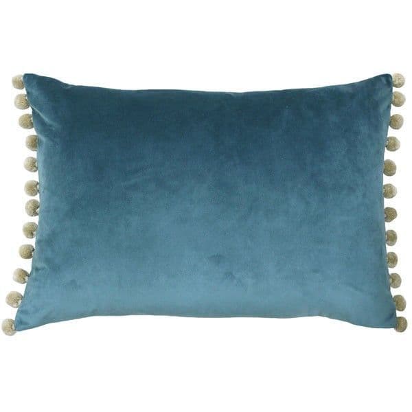 Velvet Pom Pom Cushion Cover Duck Egg Blue