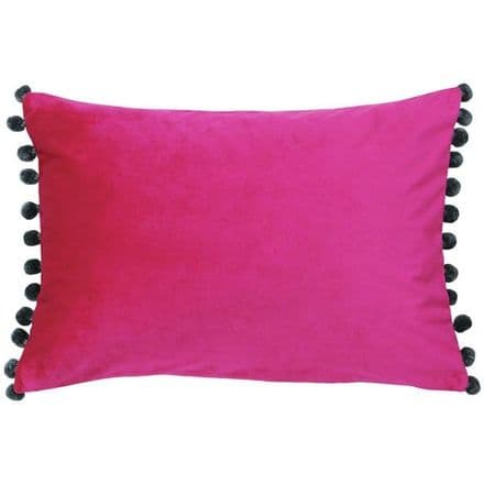 Velvet Pom Pom Cushion Cover Magenta