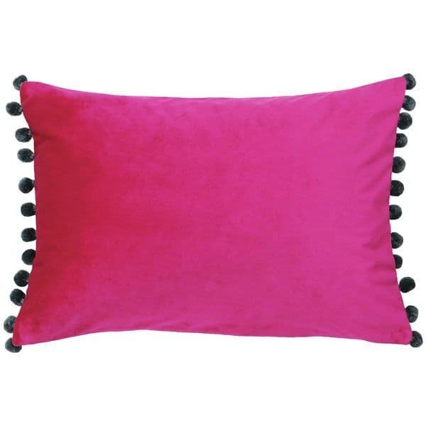 Velvet Pom Pom Cushion Cover Magenta