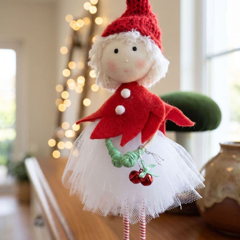 White & Red Christmas Elf Decoration