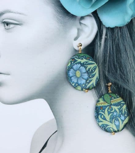 William Morris Seaweed Design Drop Earrings