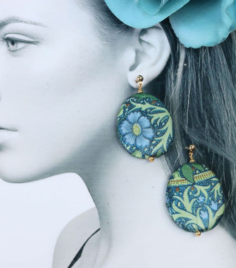 William Morris Seaweed Design Drop Earrings