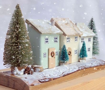 Winter Cottages Festive Wooden Ornament