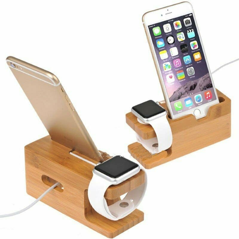 Wooden iphone & Apple watch charging station