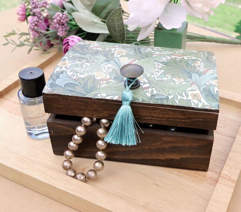 Wooden Jewellery Box with William Morris Design