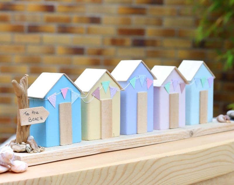 Wooden Pastel Beach Huts Ornament