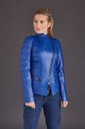 Blue Leather Jacket Womens