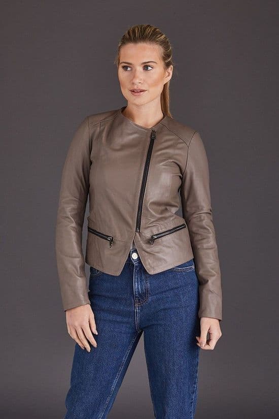 Brown Leather Jacket Womens :Chenel