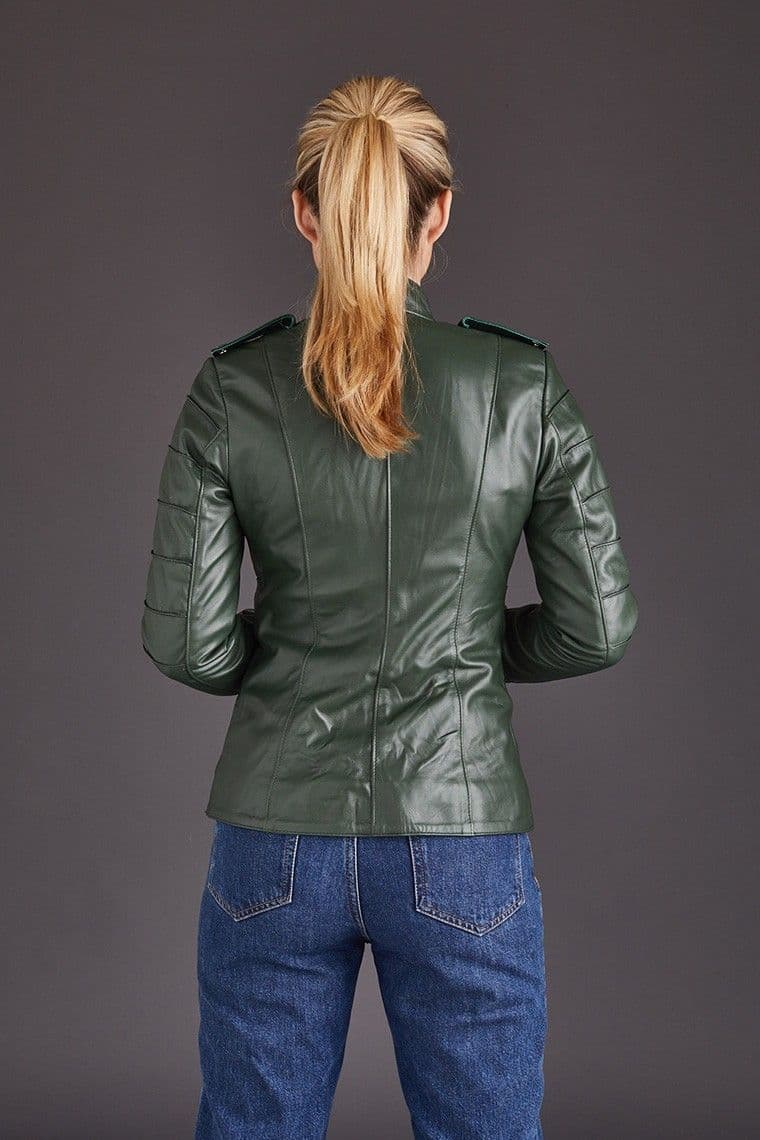 Green Leather Jackets Ladies Eva