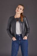 Grey Leather Jacket Womens:Chenel