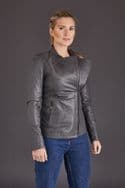 Grey Leather Jacket Womens:Eva