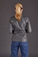 Grey Leather Jacket Womens:Eva